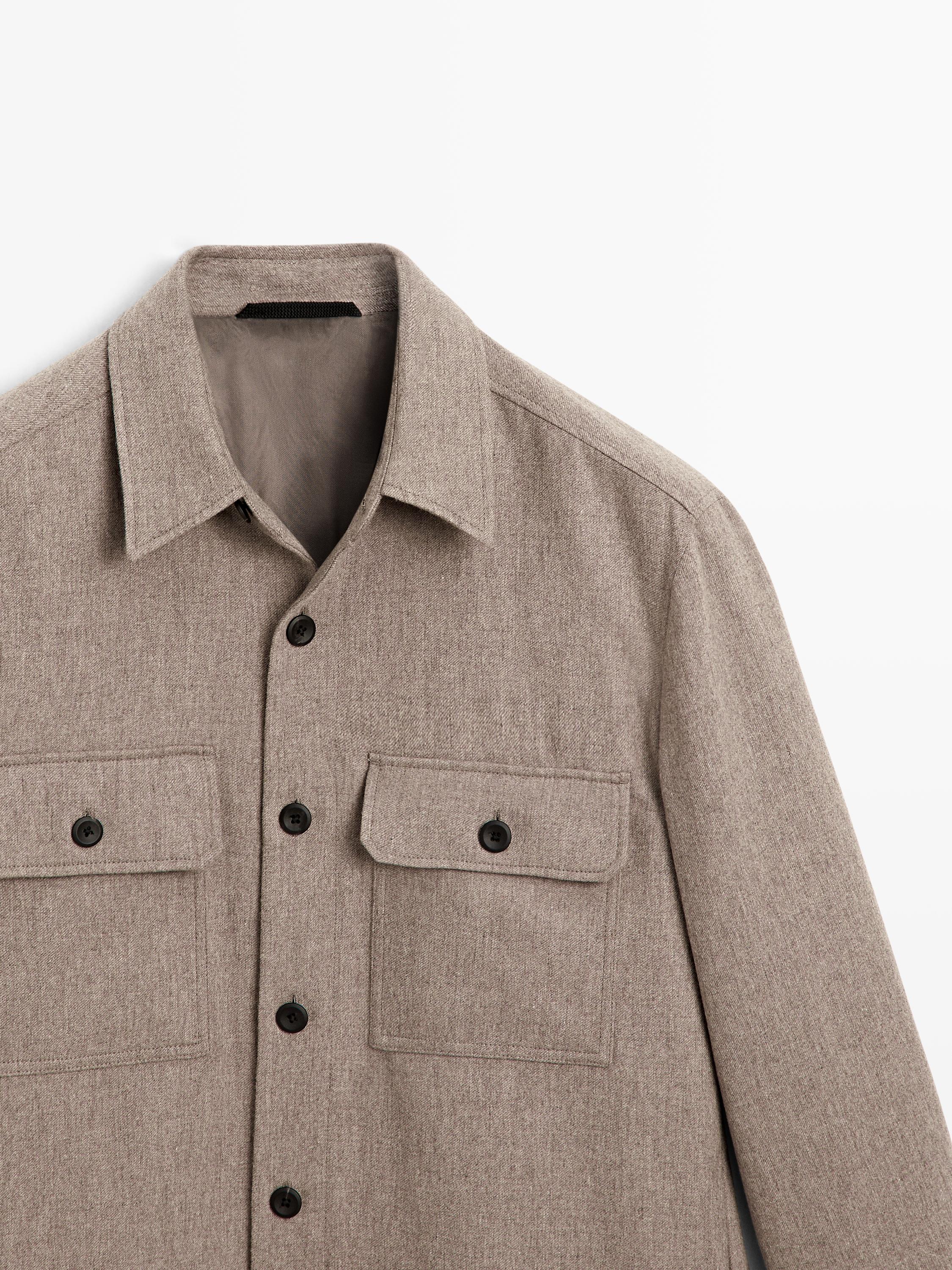 Wool blend overshirt with pockets - LIMITED